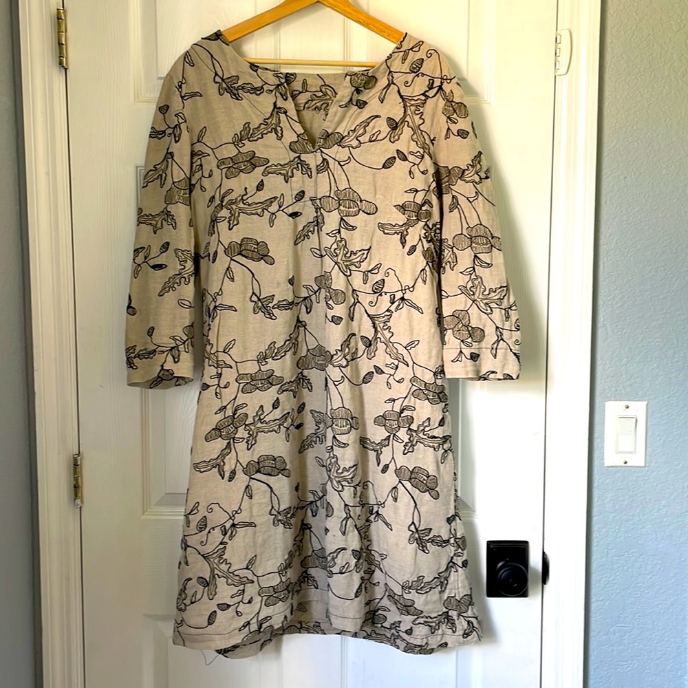 Handmade embroidered linen dress